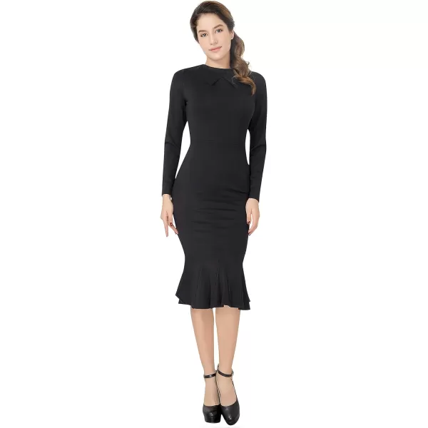 Marycrafts Womens Work Office Business Square Neck Sheath Midi DressBlack 455