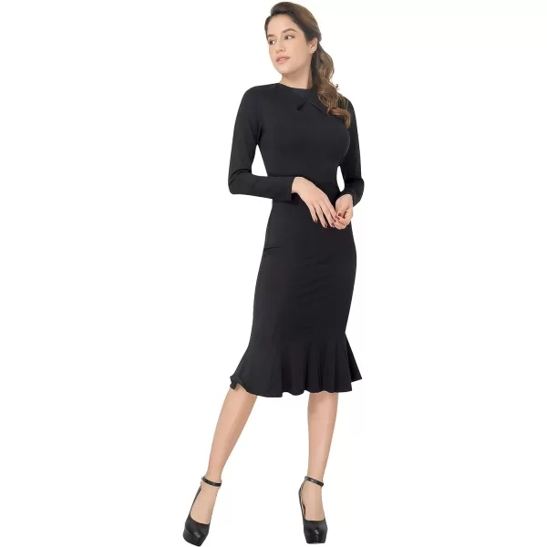 Marycrafts Womens Work Office Business Square Neck Sheath Midi DressBlack 455