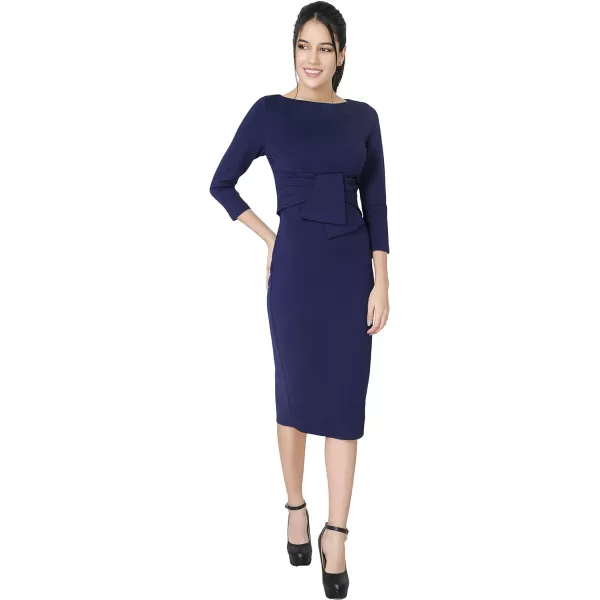 Marycrafts Womens Work Office Business Square Neck Sheath Midi DressNavy Blue 425