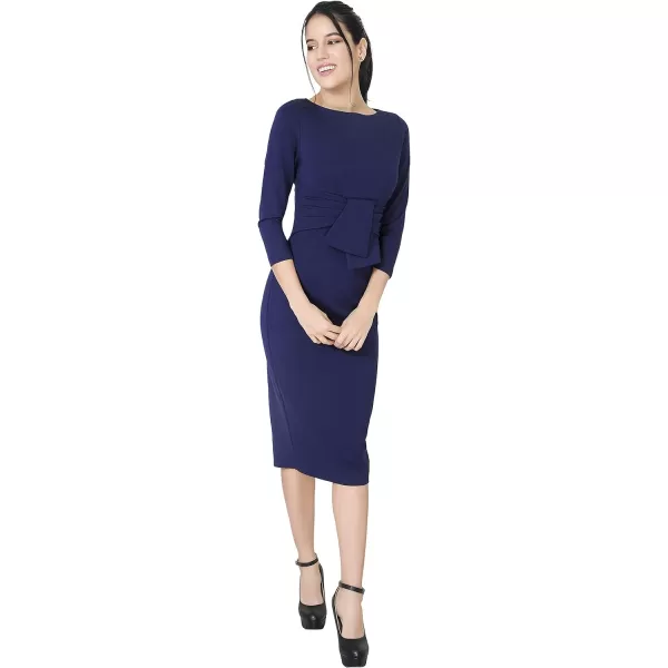 Marycrafts Womens Work Office Business Square Neck Sheath Midi DressNavy Blue 425