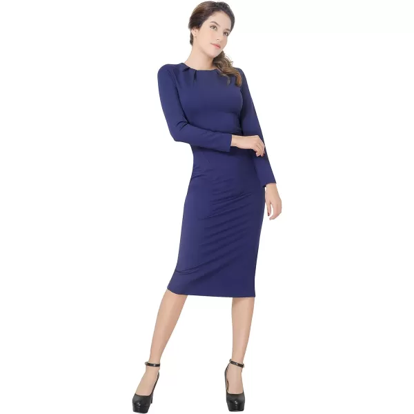 Marycrafts Womens Work Office Business Square Neck Sheath Midi DressNavy Blue 560