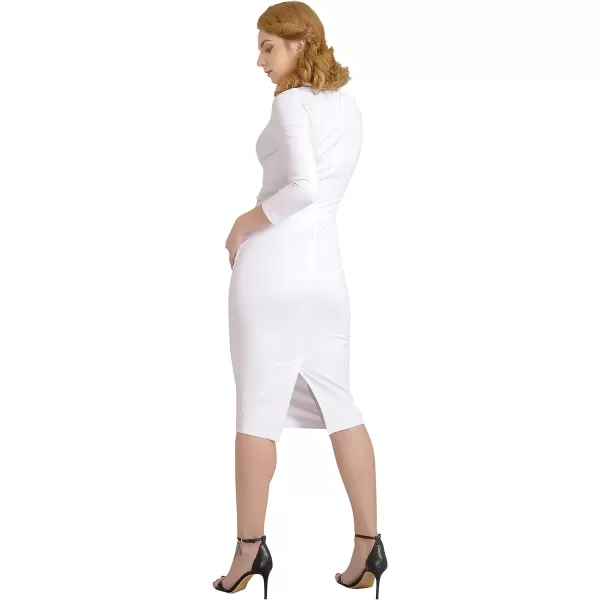 Marycrafts Womens Work Office Business Square Neck Sheath Midi DressOff White 425