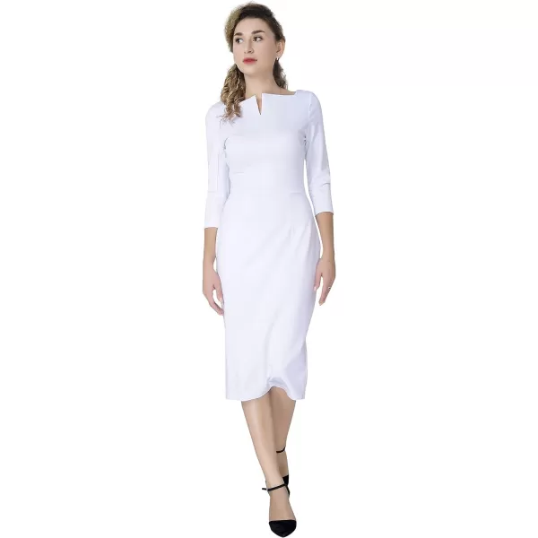 Marycrafts Womens Work Office Business Square Neck Sheath Midi DressOffwhite