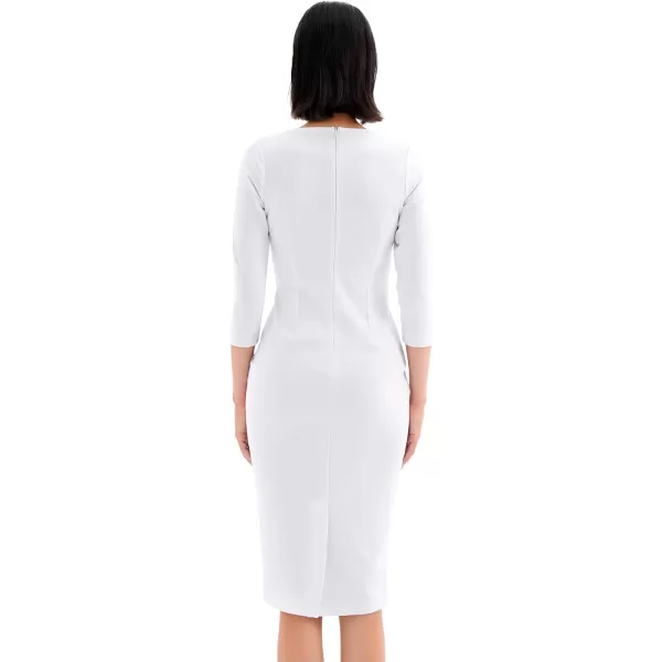 Marycrafts Womens Work Office Business Square Neck Sheath Midi DressWhite 502425