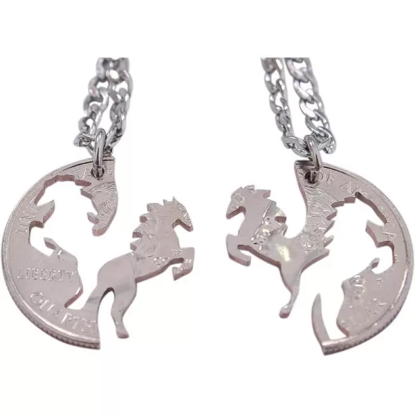 Marycrafts Hand Cut Coin Horse Necklace Couples Gifts Necklaces for 214 Inches