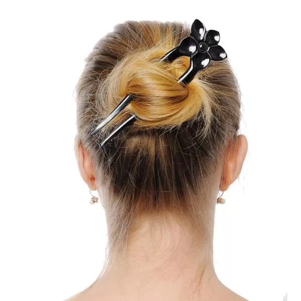 Marycrafts Handmade Flower Horn Hair Fork Hairpin Hair AccessoriesBlack