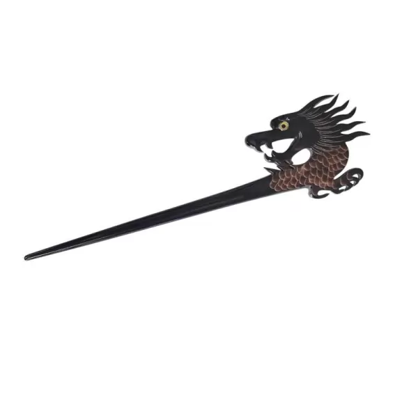 Marycrafts Horn Dragon Hair Stick for Women Long Hair Hair Sticks Hair Fork for BunsBlack