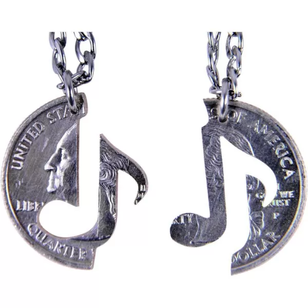 Marycrafts Set Hand Cut Coin Music Note Necklace Interlocking Necklace Jewelry Relationship BFF14 Inches