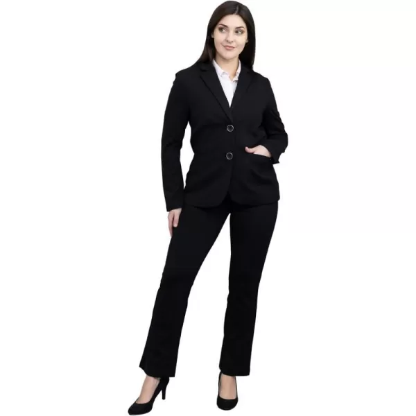 Marycrafts Womens 2 Buttons Business Blazer Pant Suit Set for WorkBlack