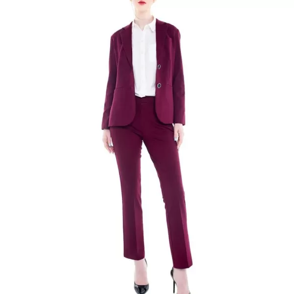 Marycrafts Womens 2 Buttons Business Blazer Pant Suit Set for WorkBurgundy