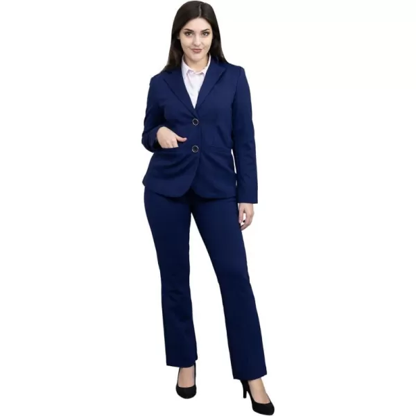 Marycrafts Womens 2 Buttons Business Blazer Pant Suit Set for WorkNavy