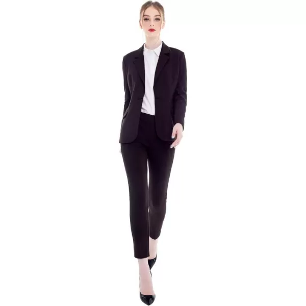 Marycrafts Womens Business Blazer Pant Suit Set for WorkBlack Brown