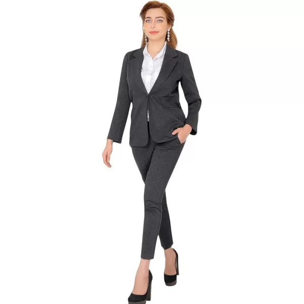 Marycrafts Womens Business Blazer Pant Suit Set for WorkCharcoal