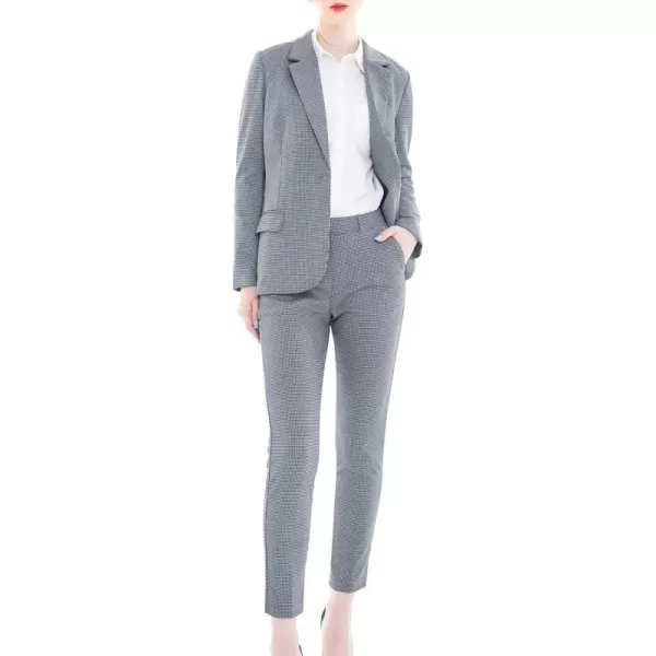 Marycrafts Womens Business Blazer Pant Suit Set for WorkHoundstooth