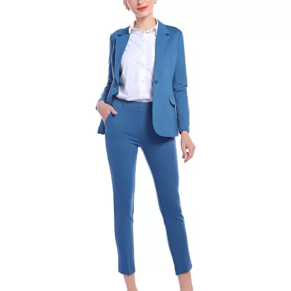 Marycrafts Womens Business Blazer Pant Suit Set for WorkMoroccan Blue