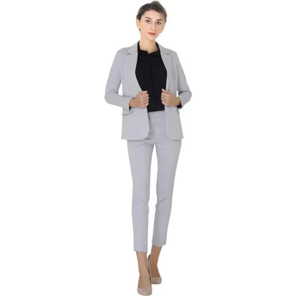 Marycrafts Womens Business Blazer Pant Suit Set for WorkSilver