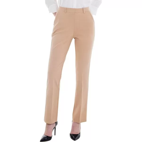 Marycrafts Womens Pull On Stretch Yoga Straight Dress Work Pants 29 3133Beige  Inseam 29