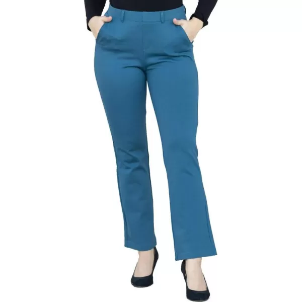 Marycrafts Womens Pull On Stretch Yoga Straight Dress Work Pants 29 3133Moroccan Blue  Inseam 29