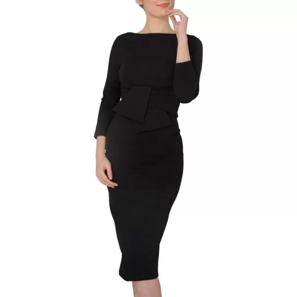 Marycrafts Womens Work Office Business Square Neck Sheath Midi DressBlack 425