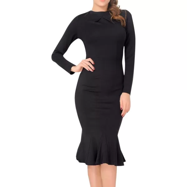 Marycrafts Womens Work Office Business Square Neck Sheath Midi DressBlack 455