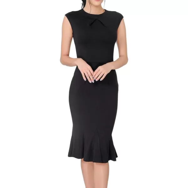 Marycrafts Womens Work Office Business Square Neck Sheath Midi DressBlack 603