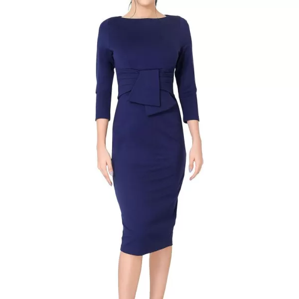 Marycrafts Womens Work Office Business Square Neck Sheath Midi DressNavy Blue 425