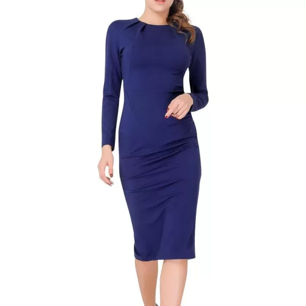 Marycrafts Womens Work Office Business Square Neck Sheath Midi DressNavy Blue 560