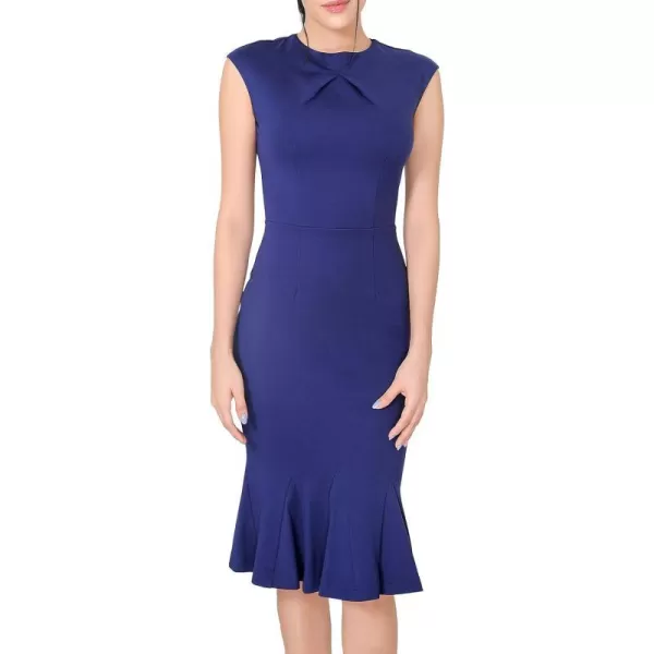 Marycrafts Womens Work Office Business Square Neck Sheath Midi DressNavy Blue 603