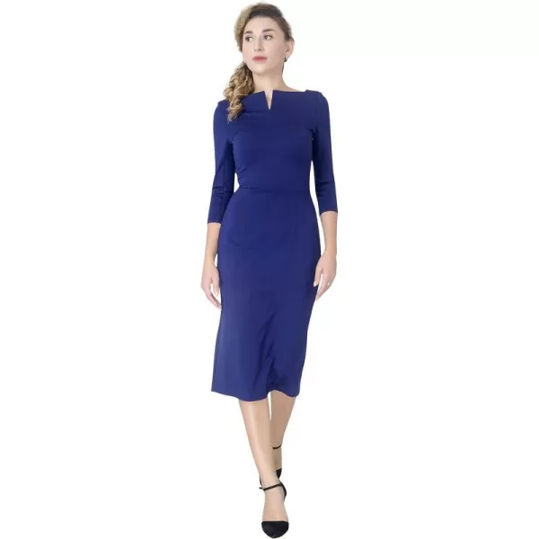 Marycrafts Womens Work Office Business Square Neck Sheath Midi DressNavy Blue