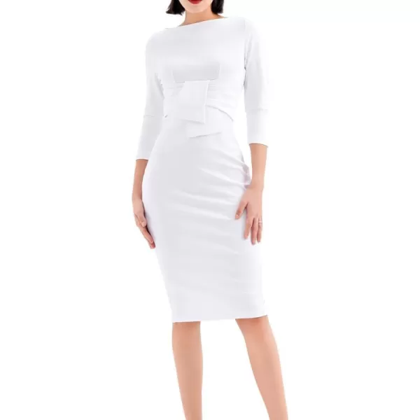 Marycrafts Womens Work Office Business Square Neck Sheath Midi DressWhite 502425