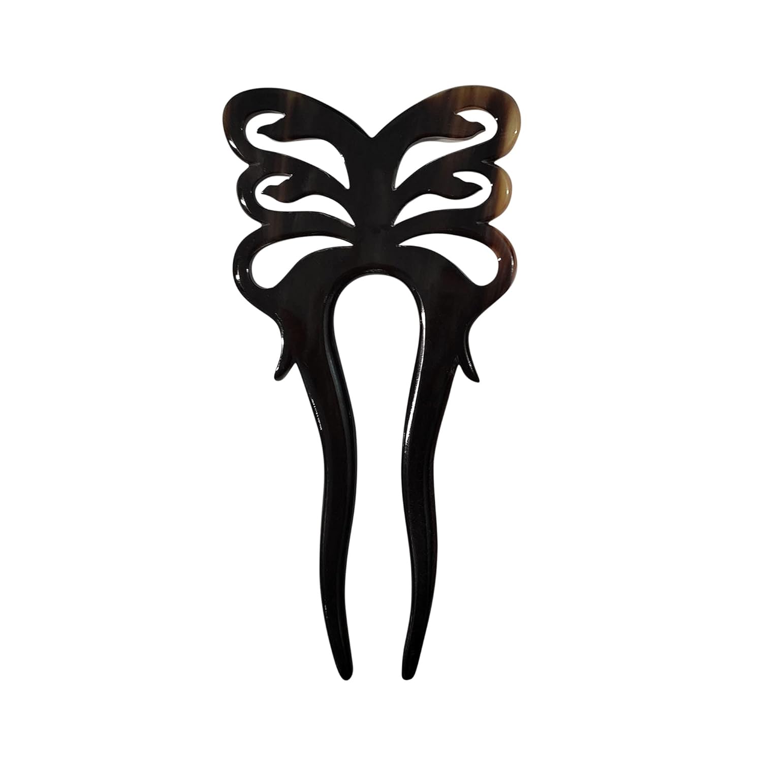 Marycrafts 2 Prongs Light Shade Butterfly Buffalo Horn Hair Fork Hairfork Hair Sticks Hair AccessoriesMulticolor