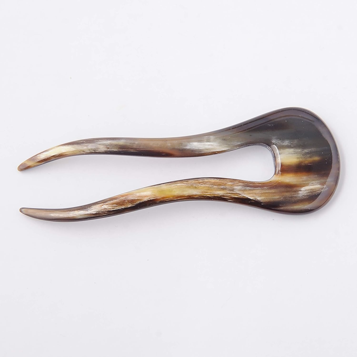Marycrafts 2 Prongs Simple Buffalo Horn Hair Fork HairPin Hair Accessories Handmade MulticolorMulticolor