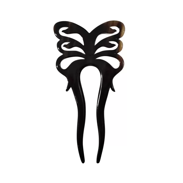 Marycrafts 2 Prongs Light Shade Butterfly Buffalo Horn Hair Fork Hairfork Hair Sticks Hair AccessoriesMulticolor