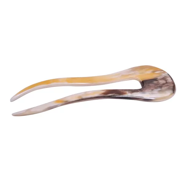 Marycrafts 2 Prongs Simple Buffalo Horn Hair Fork HairPin Hair Accessories Handmade MulticolorLight Color