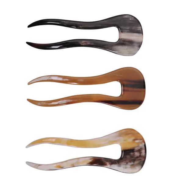Marycrafts 2 Prongs Simple Buffalo Horn Hair Fork HairPin Hair Accessories Handmade MulticolorLight Color