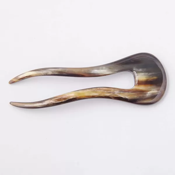 Marycrafts 2 Prongs Simple Buffalo Horn Hair Fork HairPin Hair Accessories Handmade MulticolorMulticolor