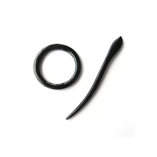 Marycrafts Circle Buffalo Horn Shawl Pin Hair Pin Hairpin Accessories HandmadeBlack