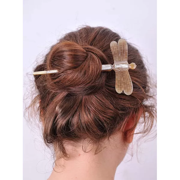 Marycrafts Dragonfly Horn Hair Stick Hairstick Hair Pin Hairpin Hair Accessories Handmade 591Light Shade