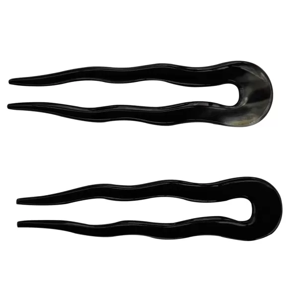 Marycrafts Simple Wavy Horn Hair Accessories Hair Fork Hairfork Hair Pins Handmade 492Black