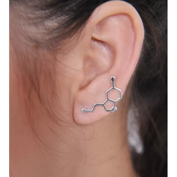 Marycrafts Sterling Silver Serotonin Molecule Ear Climber Ear Crawler EarringsMarycrafts Sterling Silver Serotonin Molecule Ear Climber Ear Crawler Earrings