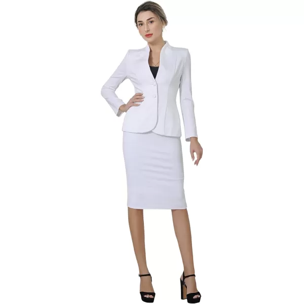 Marycrafts Womens Formal Office Business Work Jacket Skirt Suit SetWhite