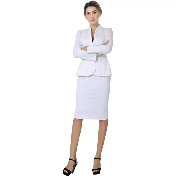 Marycrafts Womens Formal Office Business Work Jacket Skirt Suit SetWhite