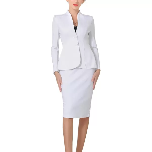 Marycrafts Womens Formal Office Business Work Jacket Skirt Suit SetWhite