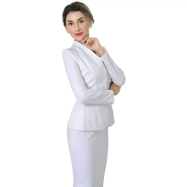 Marycrafts Womens Formal Office Business Work Jacket Skirt Suit SetWhite