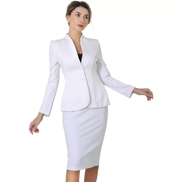 Marycrafts Womens Formal Office Business Work Jacket Skirt Suit SetWhite