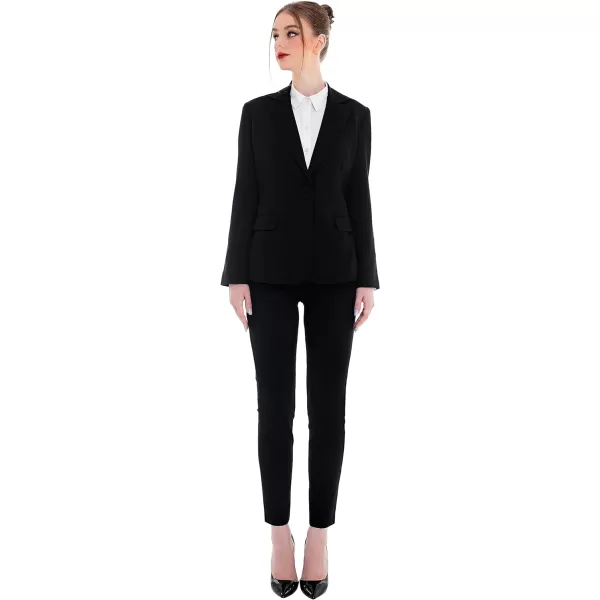 Marycrafts Womens Professional Blazer Pant Suit Set for WorkBlack