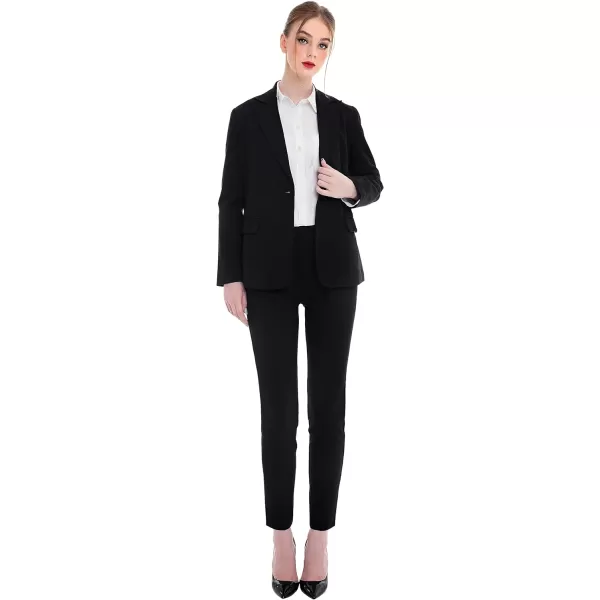 Marycrafts Womens Professional Blazer Pant Suit Set for WorkBlack