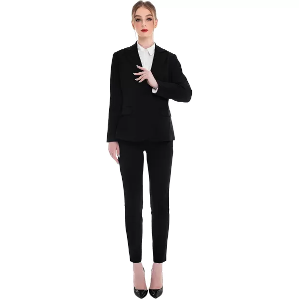 Marycrafts Womens Professional Blazer Pant Suit Set for WorkBlack