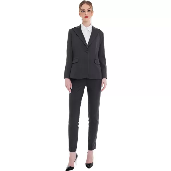 Marycrafts Womens Professional Blazer Pant Suit Set for WorkGray