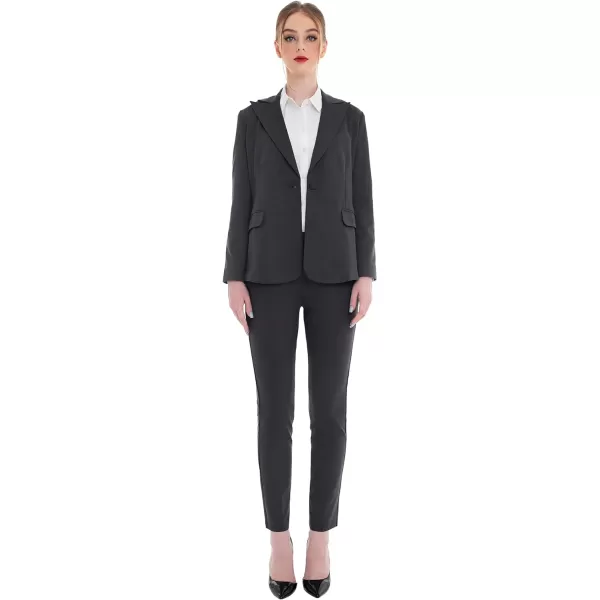 Marycrafts Womens Professional Blazer Pant Suit Set for WorkGray